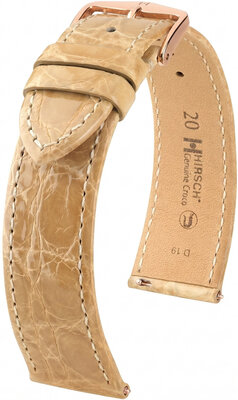 Skórzany pasek Hirsch Genuine Croco 01808190-7, beżowy, skóra krokodyla, Quick Release