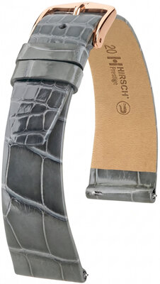 Skórzany pasek Hirsch Prestige 02207130-7, szary, skóra aligatora, Quick Release