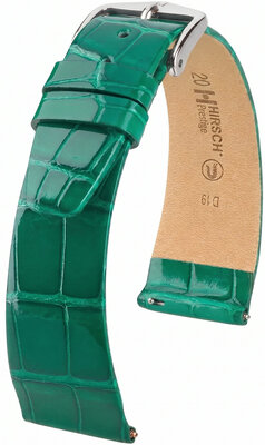Skórzany pasek Hirsch Prestige 02207140-2, zielony, skóra aligatora, Quick Release