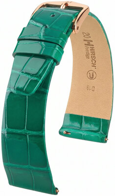 Skórzany pasek Hirsch Prestige 02207140-7, zielony, skóra aligatora, Quick Release