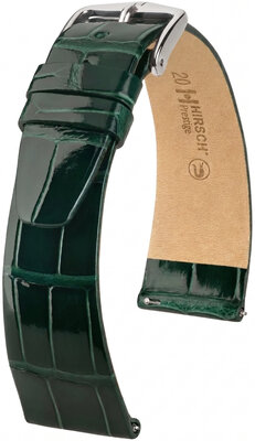 Skórzany pasek Hirsch Prestige 02207141-2, zielony, skóra aligatora, Quick Release