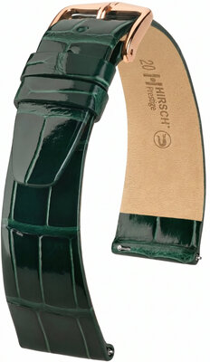 Skórzany pasek Hirsch Prestige 02207141-7, zielony, skóra aligatora, Quick Release