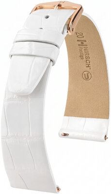 Pasek skórzany Hirsch Prestige L 02207000-7, biały, skóra aligatora, długość L, Quick Release