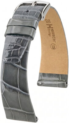 Pasek skórzany Hirsch Prestige L 02207030-2, szary, skóra aligatora, długość L, Quick Release