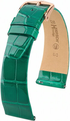 Pasek skórzany Hirsch Prestige L 02207040-7, zielony, skóra aligatora, długość L, Quick Release
