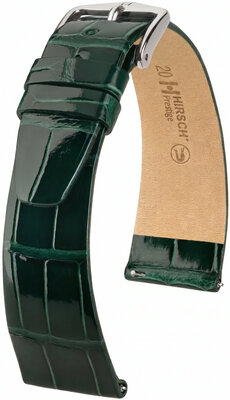 Pasek skórzany Hirsch Prestige L 02207041-2, zielony, skóra aligatora, długość L, Quick Release