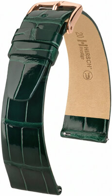 Pasek skórzany Hirsch Prestige L 02207041-7, zielony, skóra aligatora, długość L, Quick Release