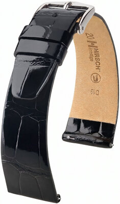 Pasek skórzany Hirsch Prestige L 02207050-2, czarny, skóra aligatora, długość L, Quick Release