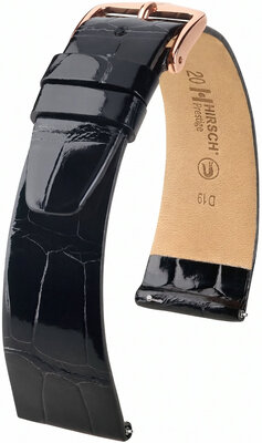 Pasek skórzany Hirsch Prestige L 02207050-7, czarny, skóra aligatora, długość L, Quick Release
