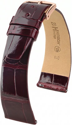 Pasek skórzany Hirsch Prestige L 02207060-7, czerwony, skóra aligatora, długość L, Quick Release