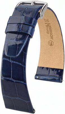 Pasek skórzany Hirsch Prestige L 02207080-2, niebieski, skóra aligatora, długość L, Quick Release