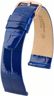 Pasek skórzany Hirsch Prestige L 02207082-7, niebieski, skóra aligatora, długość L, Quick Release
