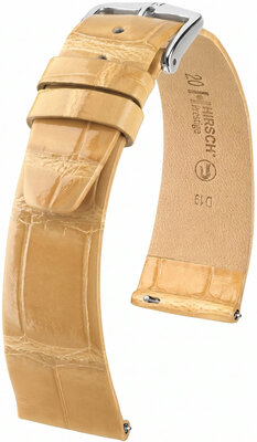 Pasek skórzany Hirsch Prestige L 02207090-2, beżowy, skóra aligatora, długość L, Quick Release