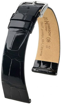 Skórzany pasek Hirsch Prestige 02207150-2, czarny, skóra aligatora, Quick Release