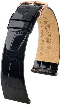 Skórzany pasek Hirsch Prestige 02207150-7, czarny, skóra aligatora, Quick Release