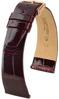 Skórzany pasek Hirsch Prestige 02207160-7, czerwony, skóra aligatora, Quick Release