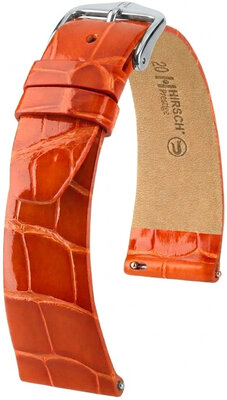 Skórzany pasek Hirsch Prestige 02207177-2, pomarańczowy, skóra aligatora, Quick Release