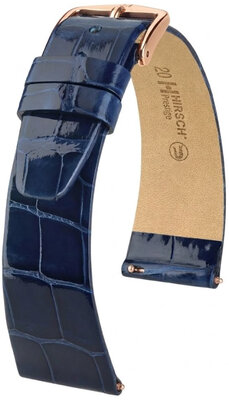Skórzany pasek Hirsch Prestige 02207180-7, niebieski, skóra aligatora, Quick Release