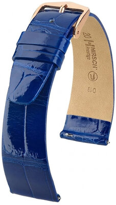 Skórzany pasek Hirsch Prestige 02207182-7, niebieski, skóra aligatora, Quick Release