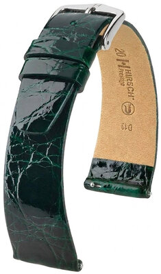 Skórzany pasek Hirsch Prestige 02208140-2, zielony, skóra krokodyla, Quick Release