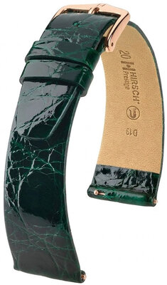 Skórzany pasek Hirsch Prestige 02208140-7, zielony, skóra krokodyla, Quick Release