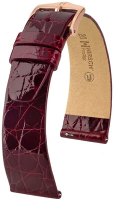 Skórzany pasek Hirsch Prestige 02208160-7, czerwony, skóra krokodyla, Quick Release