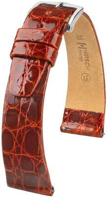Skórzany pasek Hirsch Prestige 02208170-2, brązowy, skóra krokodyla, Quick Release