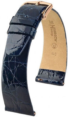 Skórzany pasek Hirsch Prestige 02208180-7, niebieski, skóra krokodyla, Quick Release