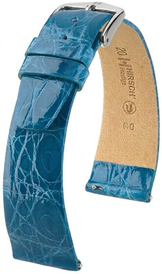 Skórzany pasek Hirsch Prestige 02208183-2, niebieski, skóra krokodyla, Quick Release
