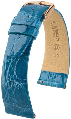 Skórzany pasek Hirsch Prestige 02208183-7, niebieski, skóra krokodyla, Quick Release