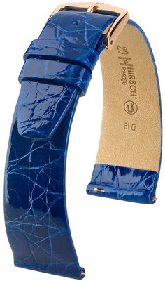 Skórzany pasek Hirsch Prestige 02208185-7, niebieski, skóra krokodyla, Quick Release