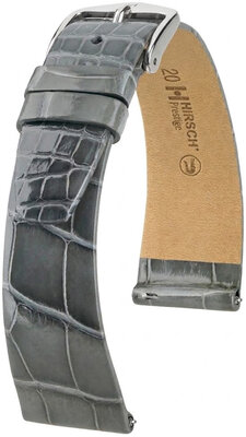 Skórzany pasek Hirsch Prestige 02307130-2, szary, skóra aligatora, Quick Release