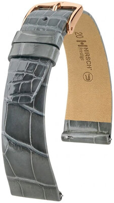 Skórzany pasek Hirsch Prestige 02307130-7, szary, skóra aligatora, Quick Release