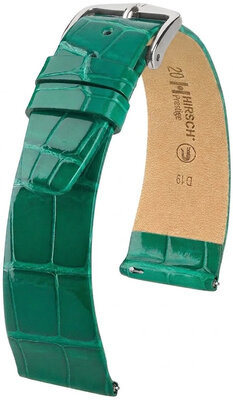 Skórzany pasek Hirsch Prestige 02307140-2, zielony, skóra aligatora, Quick Release