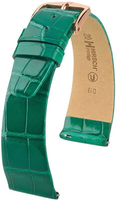 Skórzany pasek Hirsch Prestige 02307140-7, zielony, skóra aligatora, Quick Release
