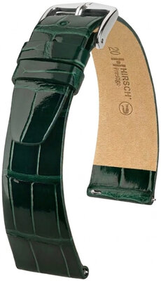 Skórzany pasek Hirsch Prestige 02307141-2, zielony, skóra aligatora, Quick Release