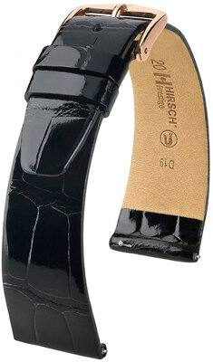 Skórzany pasek Hirsch Prestige 02307150-7, czarny, skóra aligatora, Quick Release