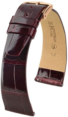 Skórzany pasek Hirsch Prestige 02307160-7, czerwony, skóra aligatora, Quick Release