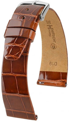 Skórzany pasek Hirsch Prestige 02307170-2, brązowy, skóra aligatora, Quick Release
