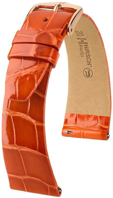 Skórzany pasek Hirsch Prestige 02307177-7, pomarańczowy, skóra aligatora, Quick Release