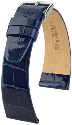 Skórzany pasek Hirsch Prestige 02307180-2, niebieski, skóra aligatora, Quick Release