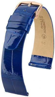 Skórzany pasek Hirsch Prestige 02307182-7, niebieski, skóra aligatora, Quick Release
