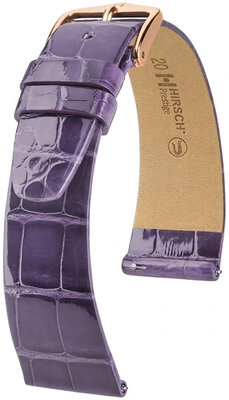 Skórzany pasek Hirsch Prestige 02307184-7, fioletowy, skóra aligatora, Quick Release