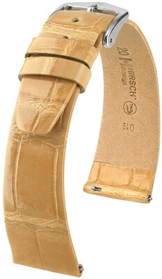 Skórzany pasek Hirsch Prestige 02307190-2, beżowy, skóra aligatora, Quick Release