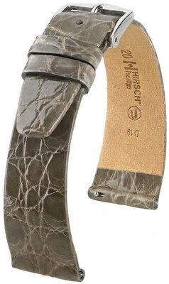 Skórzany pasek Hirsch Prestige 02308130-2, szary, skóra krokodyla, Quick Release