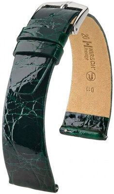 Skórzany pasek Hirsch Prestige 02308140-2, zielony, skóra krokodyla, Quick Release