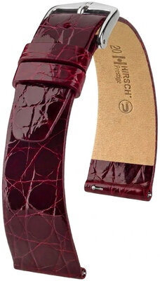 Skórzany pasek Hirsch Prestige 02308160-2, czerwony, skóra krokodyla, Quick Release
