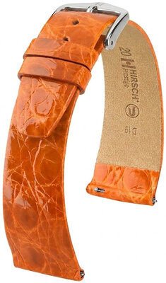 Skórzany pasek Hirsch Prestige 02308176-2, pomarańczowy, skóra krokodyla, Quick Release