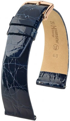 Skórzany pasek Hirsch Prestige 02308180-7, niebieski, skóra krokodyla, Quick Release