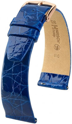 Skórzany pasek Hirsch Prestige 02308185-7, niebieski, skóra krokodyla, Quick Release